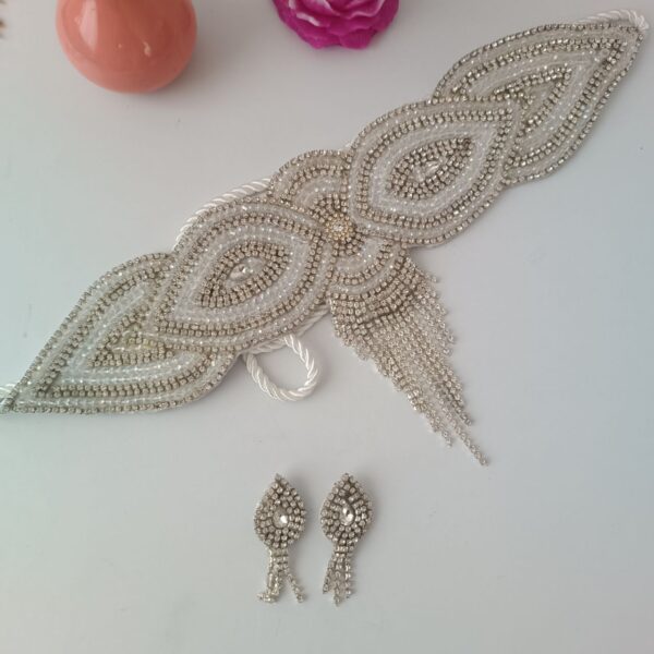 ست کمربند و سرآستین سفید نورژین