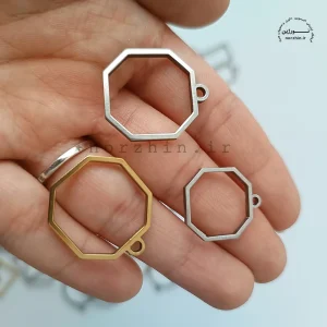 فریم هشت ضلعی گردنبند حرارتی استیل طلایی و نقره‌ای