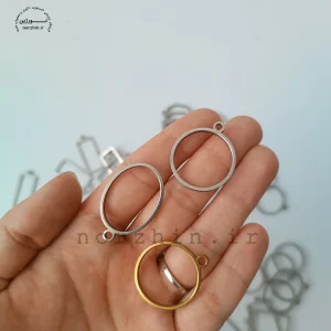 فریم دایره ای گردنبند حرارتی استیل طلایی و نقره ای